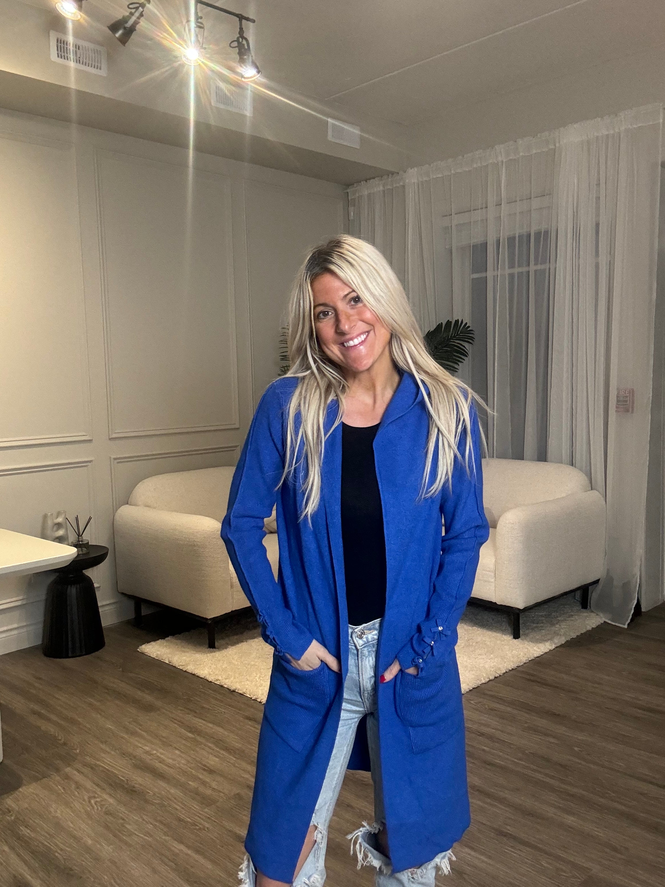 Pre Order Sweet Trinity Blue Sparkle Details Cardigan